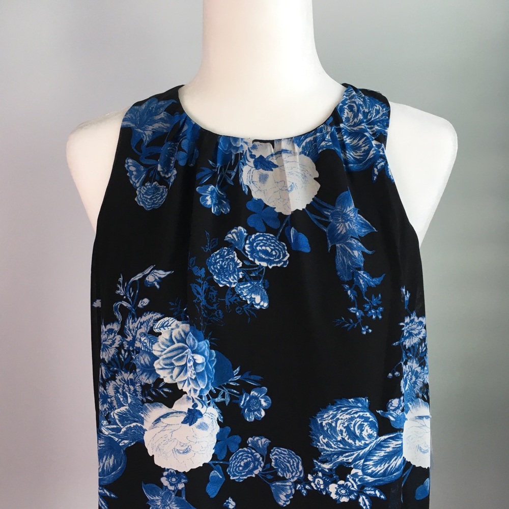 NEW Vince Camuto Floral Print Black Tank Top S - Picture 3 of 8